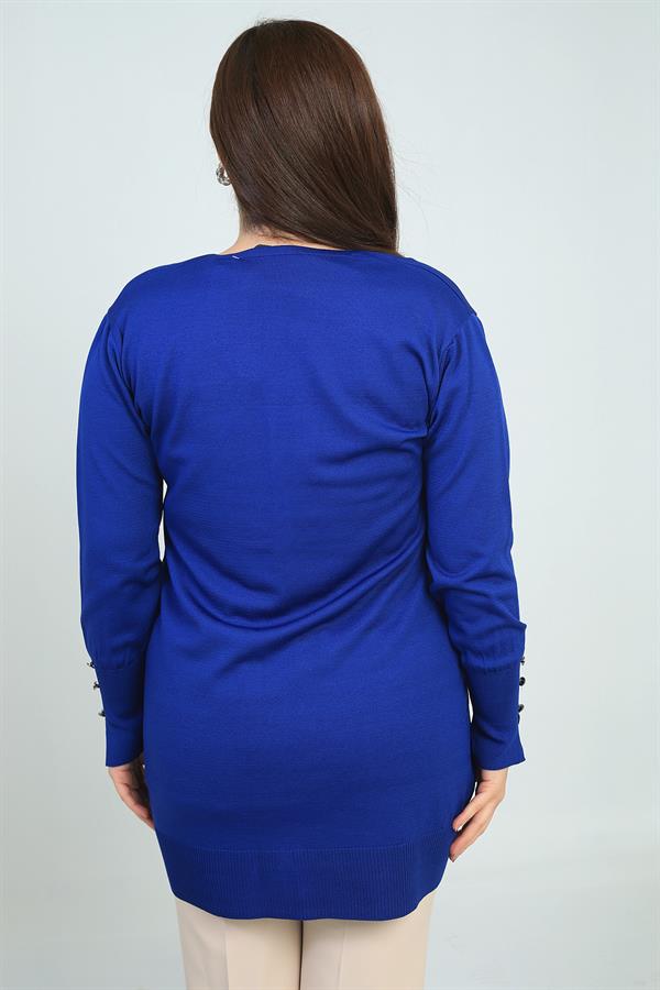 Gilet long grande taille pour femme, orné de boutons et de clous sur les manches