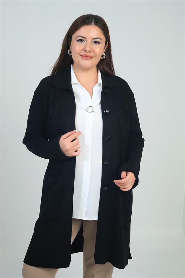 Gilet côtelé grande taille pour femme, avec motif sur le devant et poches, en Lycra.