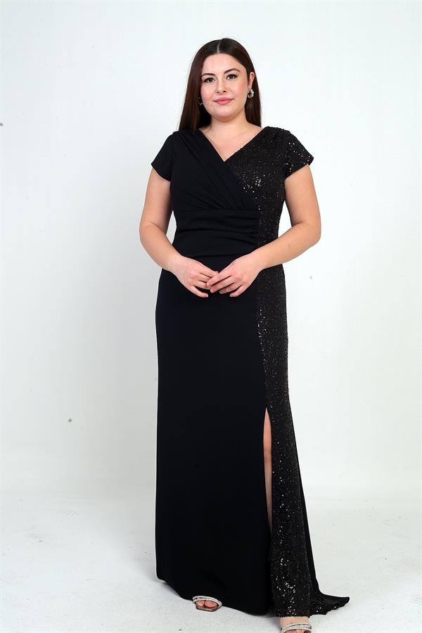 Robe longue en mousseline de soie grande taille, doublée, à double boutonnage et ornée de perles sur les côtés