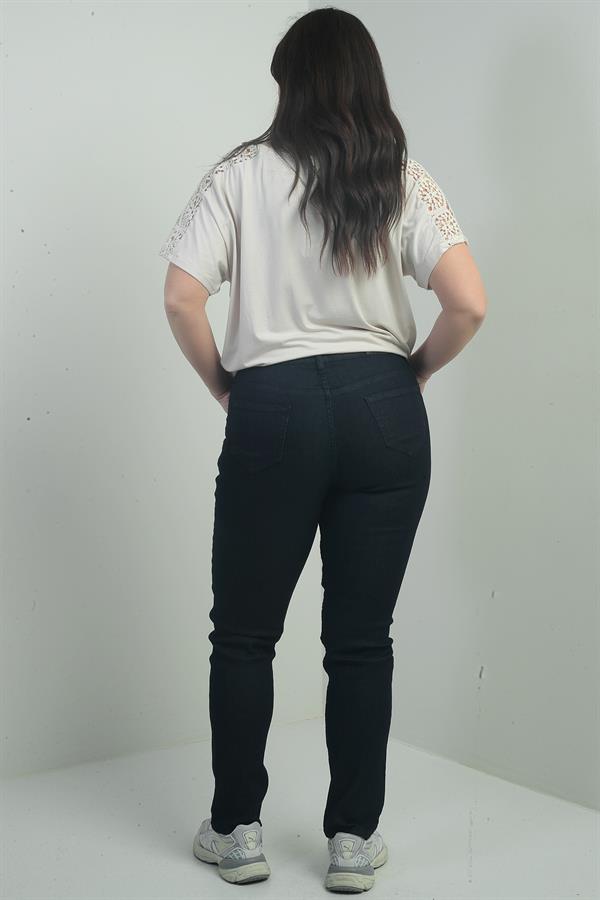 Jean taille haute à jambes droites en lycra pour femme, grandes tailles