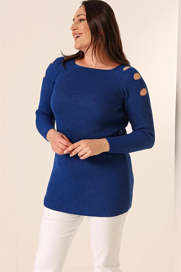 Pull tunique sport grande taille à épaules dénudées