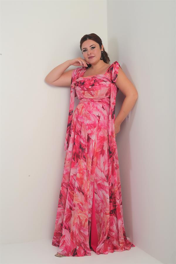 Robe longue en crêpe mousseline à motif de feuilles, grande taille, col en V, épaules dénudées, bretelles nouées, doublée