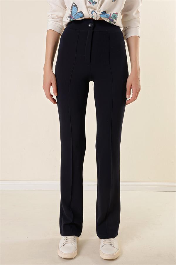 Kadın Yüksek Bel Toparlayıcı Çımalı Palazzo Pantolon