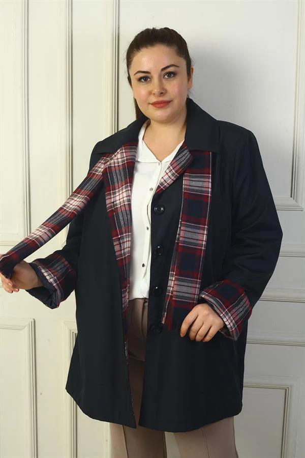Women's Double-Breasted Trench Coat with Hidden Front Button and Pocket