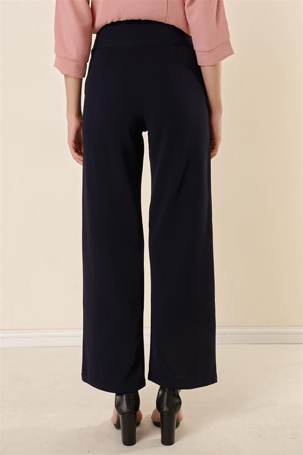 Beli Korsajlı Cepli Örme Krep Palazzo Pantolon