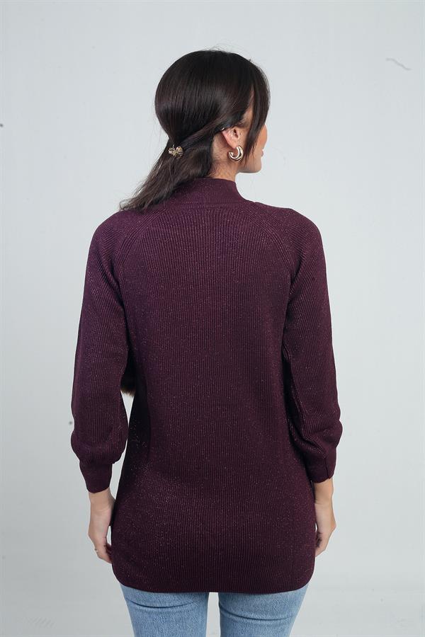 Low Neck Knitted Pattern Sports Tunic Sweater