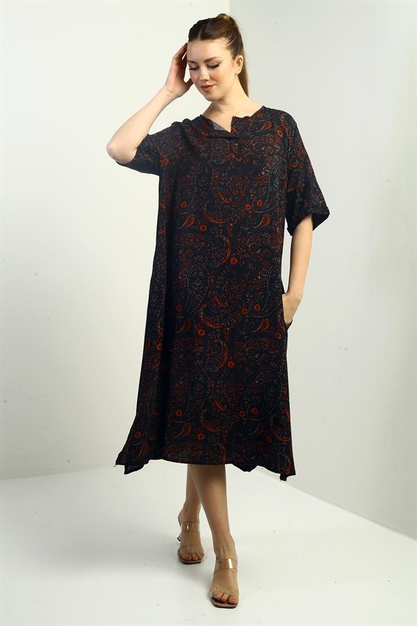 Robe oversize à poches et motif châle pour femme