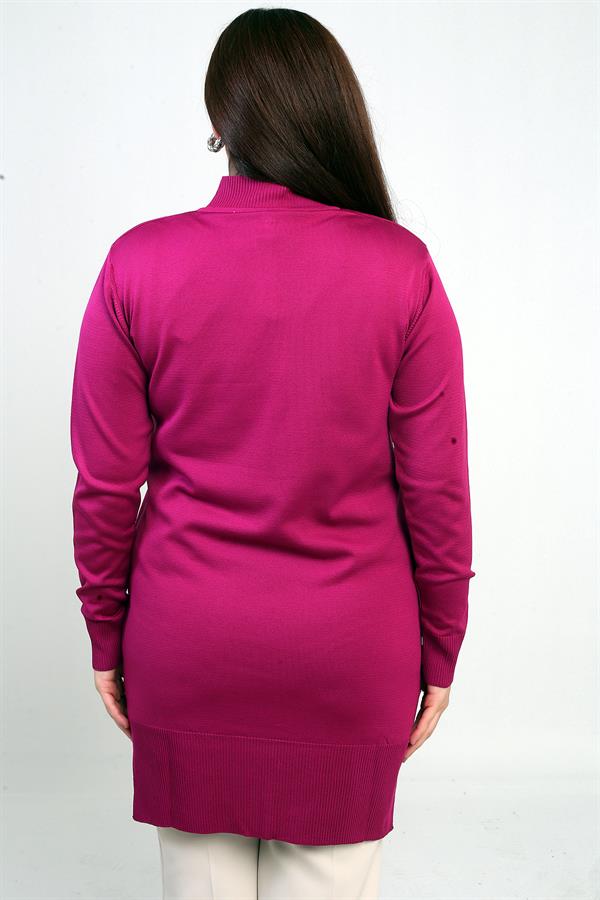 Kadın Önü Yarım Fermuarlı Büyük Beden Tunik Bluz