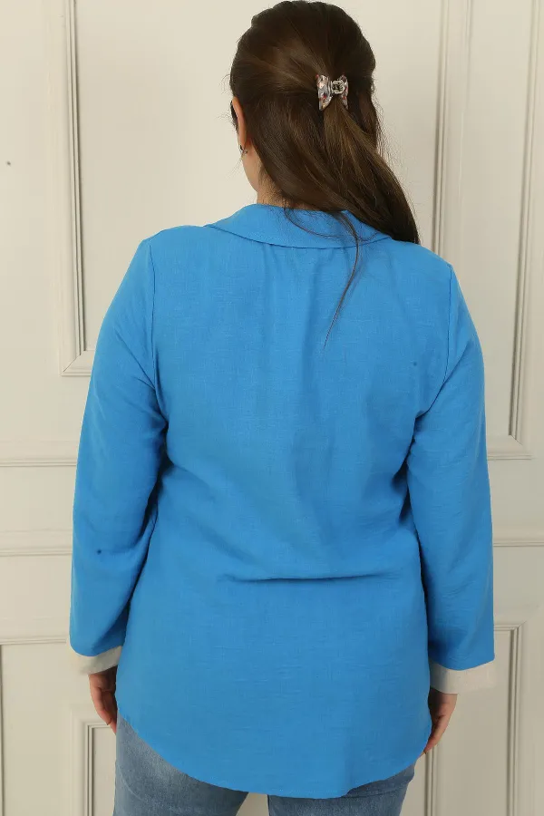 Floral Motif Knitted Plus Size Shirt