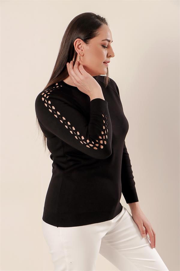 Kol Detaylı Büyük Beden Akrilik Kazak