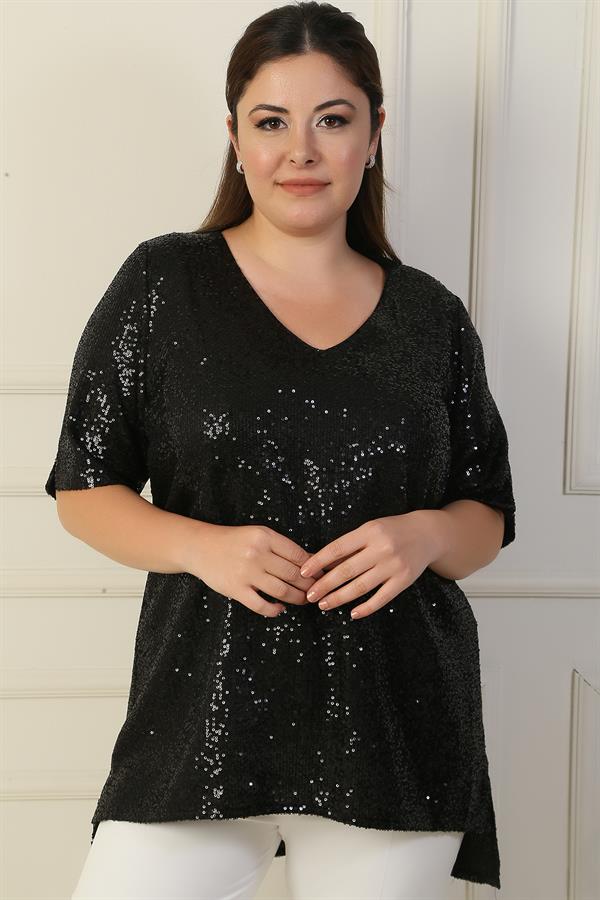 Tunique BB à sequins et col en V