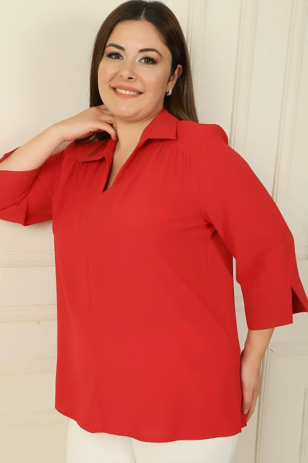 Chemisier BB à col polo et manches trois-quarts