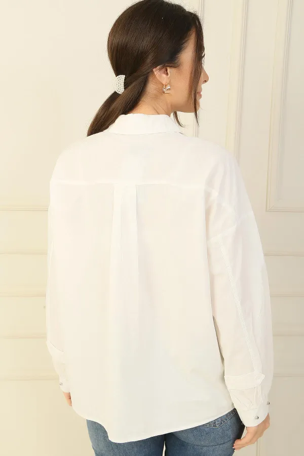 Linen Shirt with Stone Stud Details