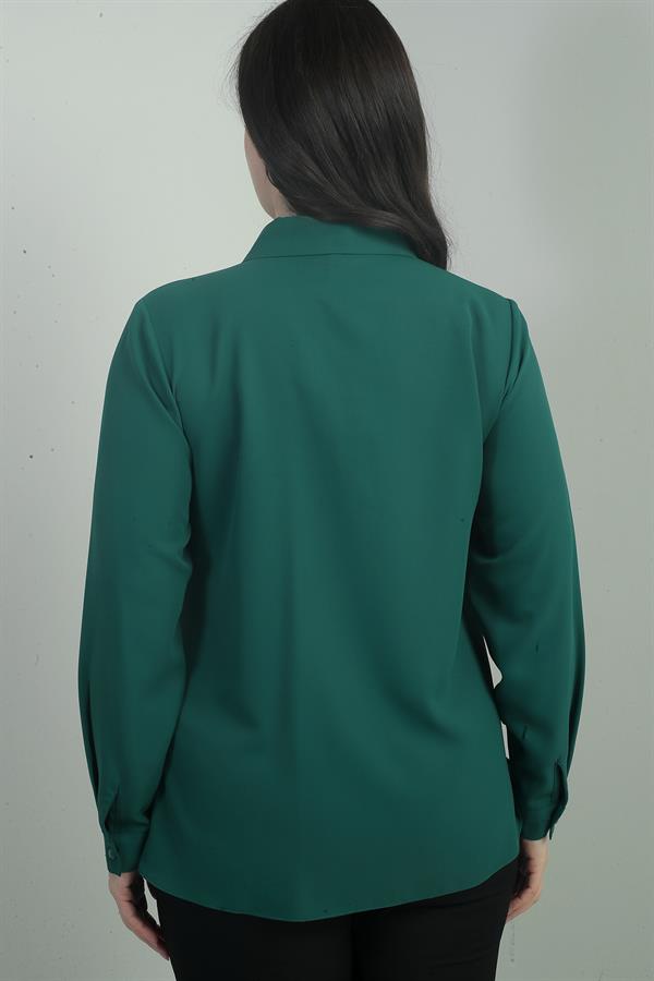 Chemisier grande taille en crêpe satin à col en V style foulard pour femme