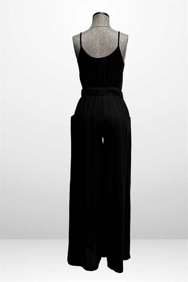 Ensemble 2 pièces : chemisier à bretelles pour femme avec taille élastique et poches, pantalon palazzo