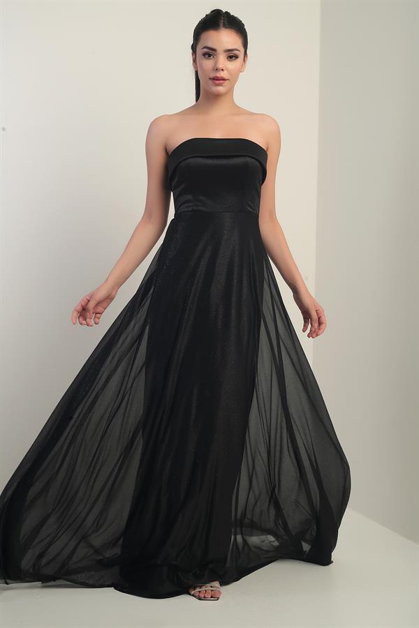 Robe longue en tulle pour femme avec col rembourré et doublure