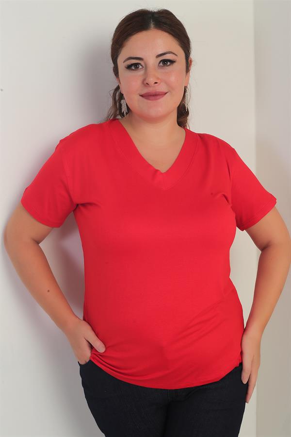 Chemisier grande taille en lycra à col en V pour femme