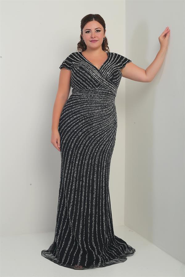 Robe sirène doublée à imprimé pierres, décolleté en V devant et dos, grandes tailles