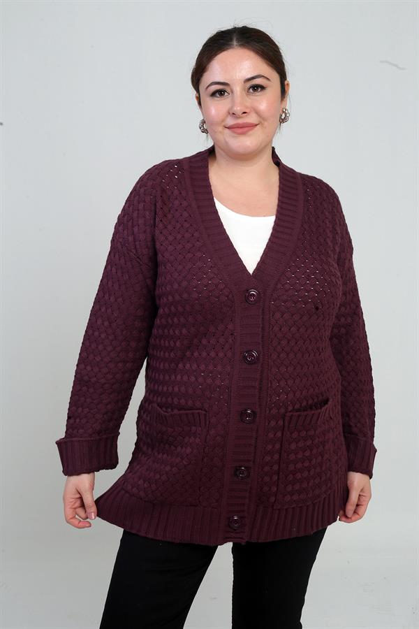 Gilet tunique à poches en maille panier pour femme