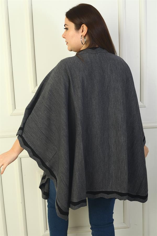 Poncho en acrylique rayé découpé au laser pour femme, grande taille