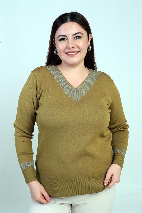 Chemisier grande taille à col en V pour femme, orné de paillettes