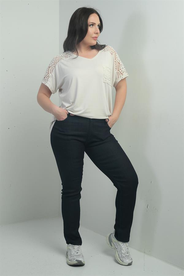 Jean taille haute à jambes droites en lycra pour femme, grandes tailles