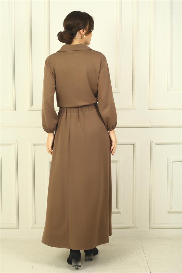 Ensemble 2 pièces Osyho : veste zippée sur le devant et jupe longue à taille élastique pour femme