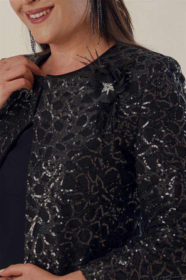 Robe longue en crêpe à manches demi-lune, manches et devant ornés de sequins, caftan doublé, ensemble deux pièces grandes tailles