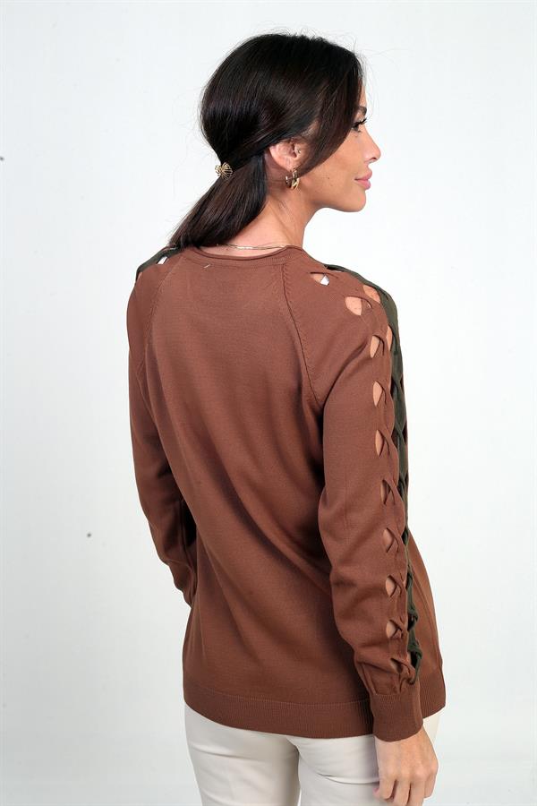 Women's Striped Sleeve Knit Blouse