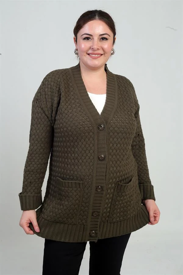 Gilet tunique à poches en maille panier pour femme