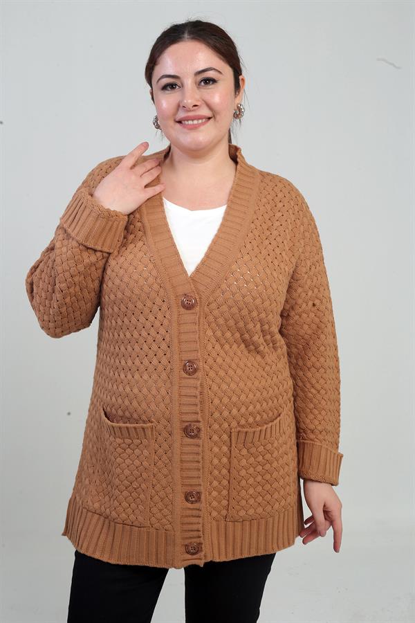 Gilet tunique à poches en maille panier pour femme