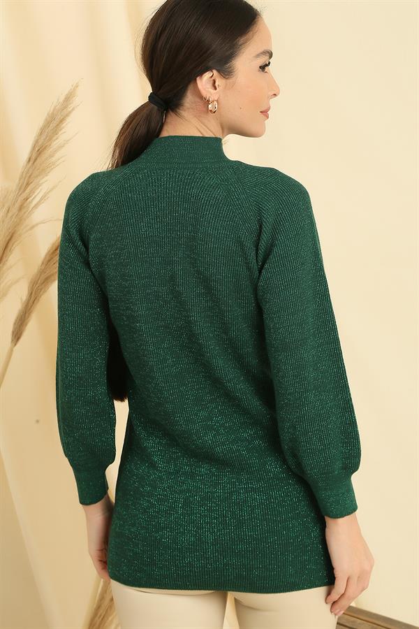 Pull tunique de sport à col bas et motif tricoté