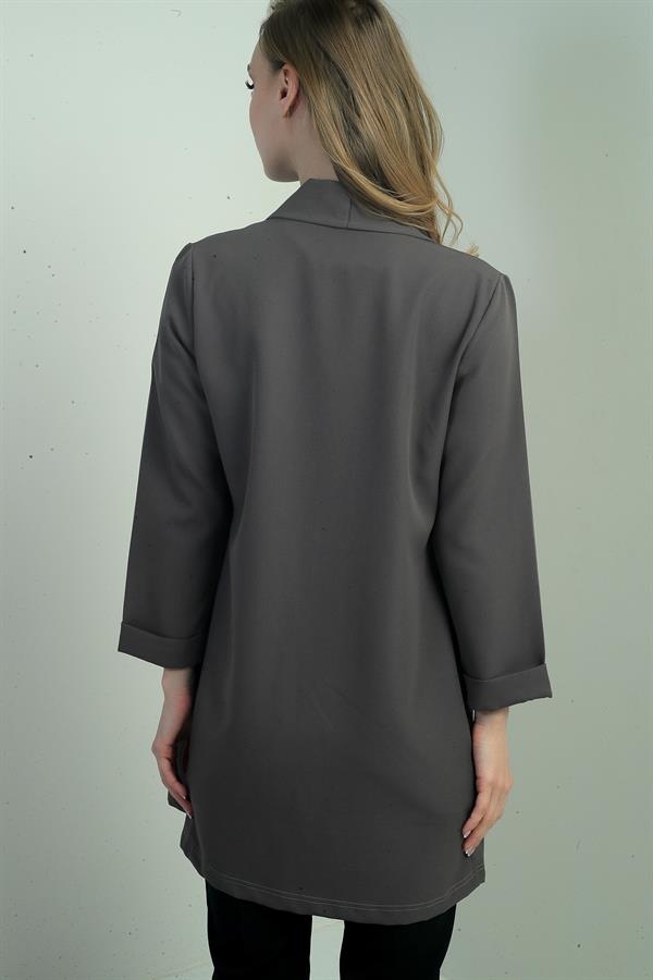 Shawl Collar Lycra Long Jacket