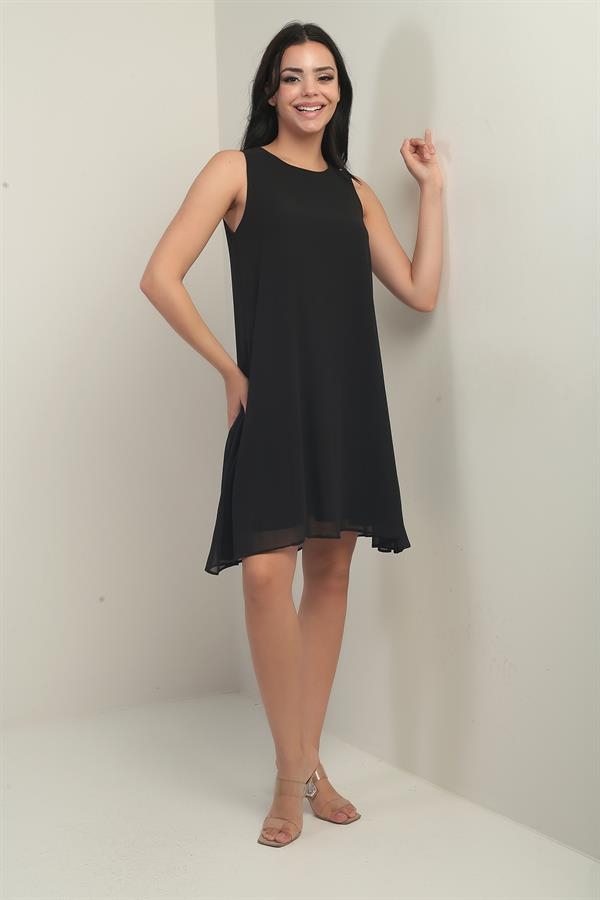Women's Sleeveless Lined Short Chiffon Dress