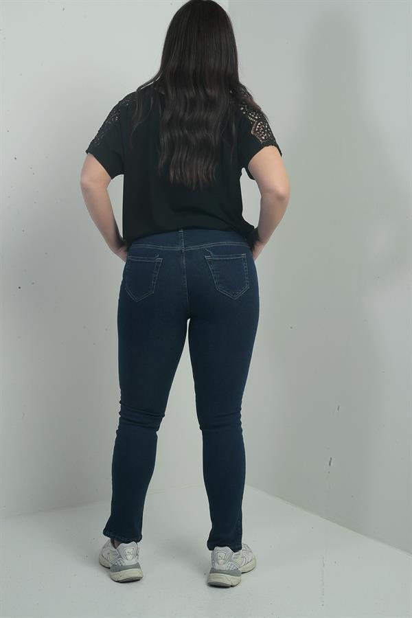 Jean taille haute à jambes droites en lycra pour femme, grandes tailles