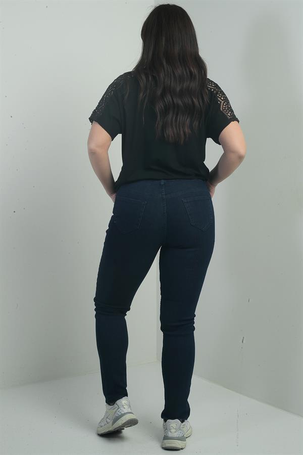 Jean taille haute à jambes droites en lycra pour femme, grandes tailles