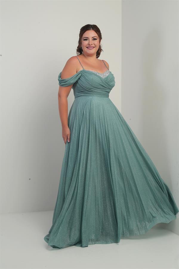 Robe longue BB à paillettes, sans bretelles, ornée de pierres et décolleté bustier.