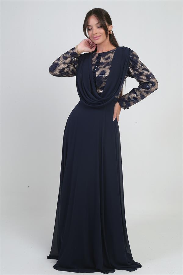 Robe longue en mousseline pour femme, doublée, avec ceinture à fleurs et haut à sequins.