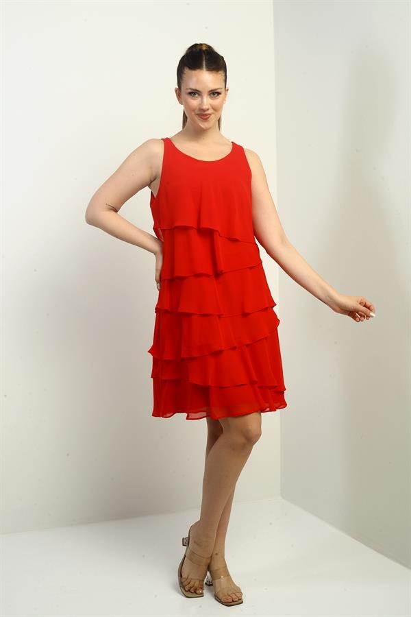 Women's Lined Layered Chiffon Dress