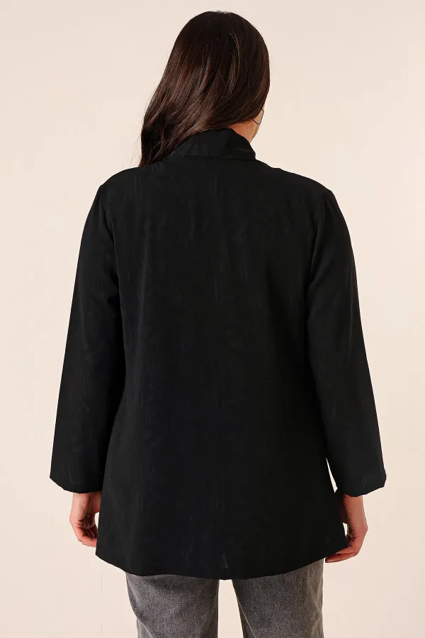 İçi Atletli Şal Desenli İthal Krep Ceket Büyük Beden 2'li Takım