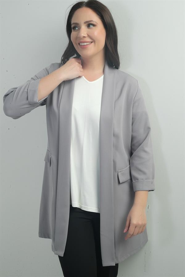 Shawl Collar Fake Pocket Lycra Max Long Jacket