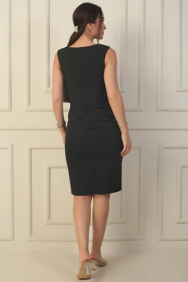 Thick Strap Lined Crepe Short Dress