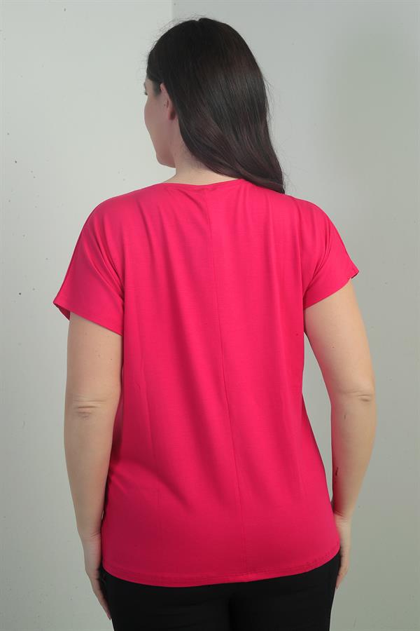 Kadın Önü Şelale Taş Baskılı Bisiklet Yaka B.B. Bluz