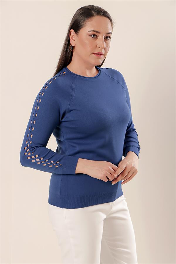 Kol Detaylı Büyük Beden Akrilik Kazak