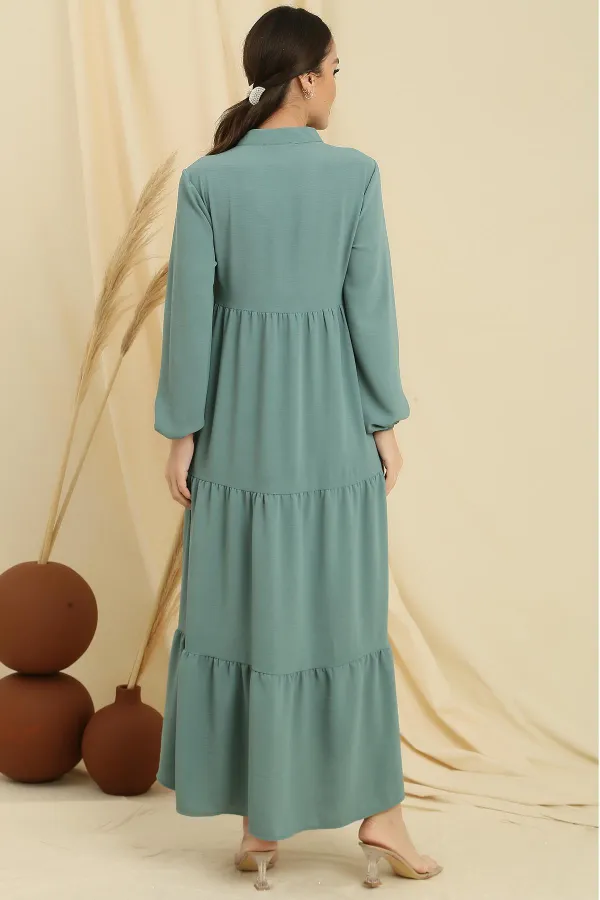 Robe longue hijab avec col en dentelle