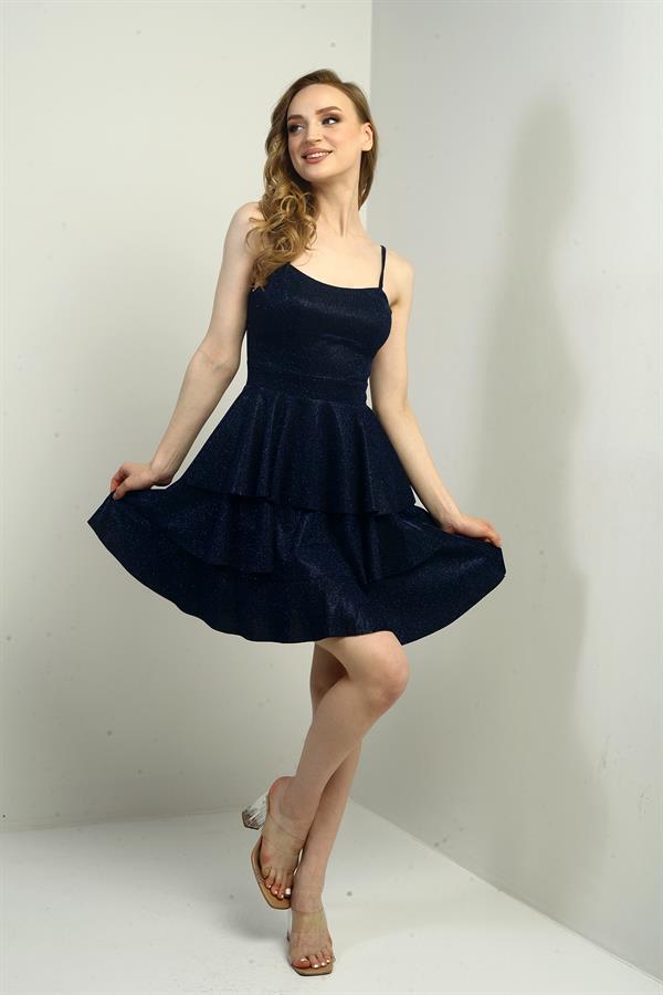 Women's Strappy Glitter Layered Short Dress