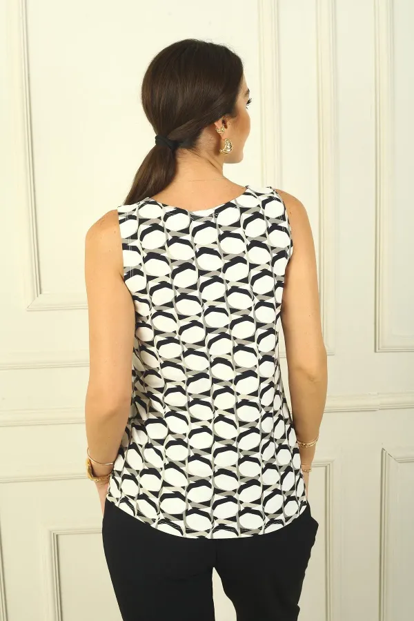 V-Neck Front Pleated Lycra Colorful Blouse