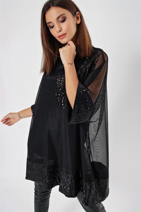 Sequin Detail Mesh Two-Piece Set