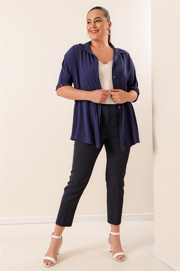 Pantalon grande taille avec taille élastique et tissu extensible