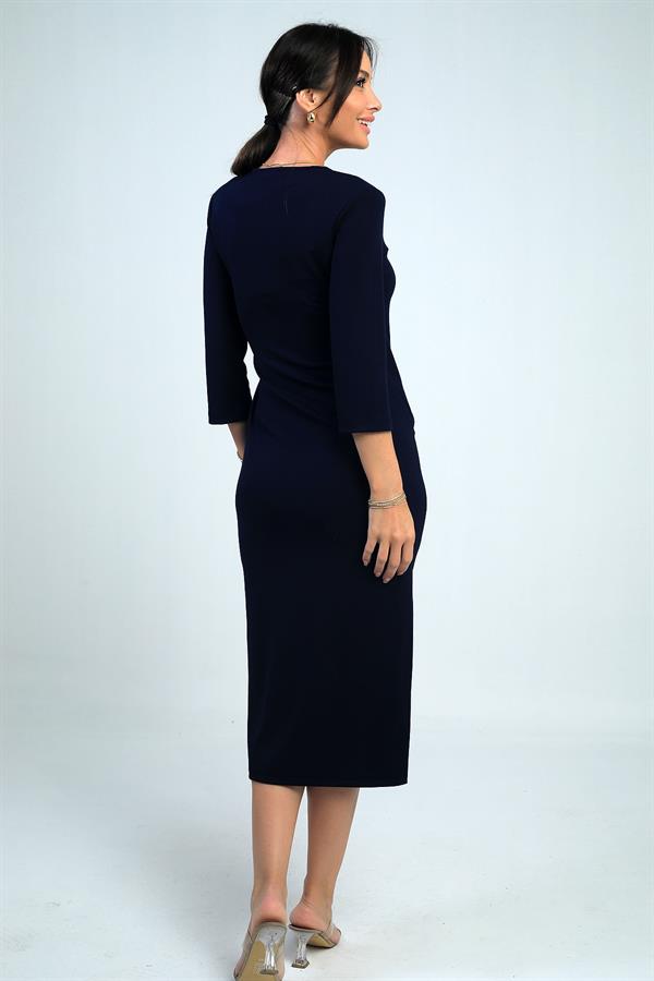 Robe midi portefeuille pour femme avec boucle et fente